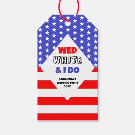 Étiquettes-cadeau Wed, White & I Do Patriotic Mariage Event (Devant)