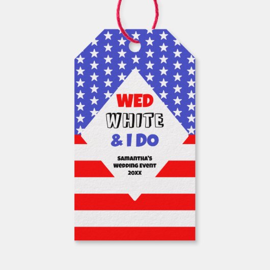 Étiquettes-cadeau Wed, White & I Do Patriotic Mariage Event (Dos)