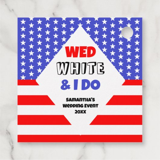 Étiquettes Cadeau Wed, White & I Do Patriotic Mariage Event (Dos)