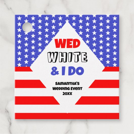Étiquettes Cadeau Wed, White & I Do Patriotic Mariage Event (Devant)