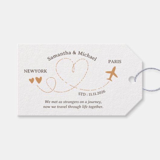 Étiquettes-cadeau Wedding Travel Flight Airplane (Devant (Horizontal))