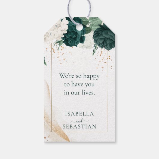 Étiquettes-cadeau Wedding White Lavender Touch Emerald Green (Dos)