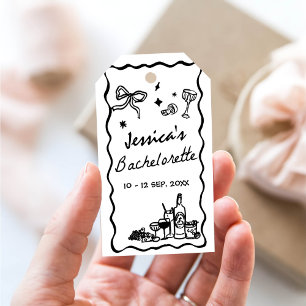 Étiquettes-cadeau Week-end Whimsical Black Bachelorette Party