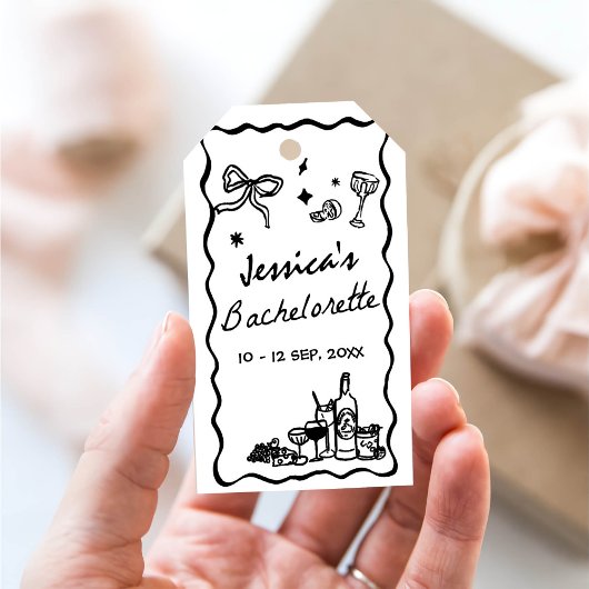 Étiquettes-cadeau Week-end Whimsical Black Bachelorette Party