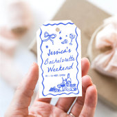 Étiquettes-cadeau Week-end Whimsical Blue Bachelorette Party