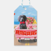 Étiquettes-cadeau Weimaraner Chien Valentine's Day Coeurs de camion (Dos)