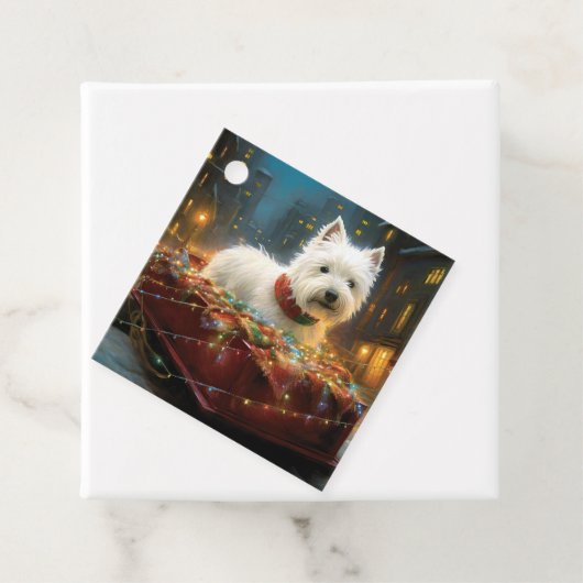 Étiquettes Cadeau West Highland White Terrier Festif de Noël (En situation)