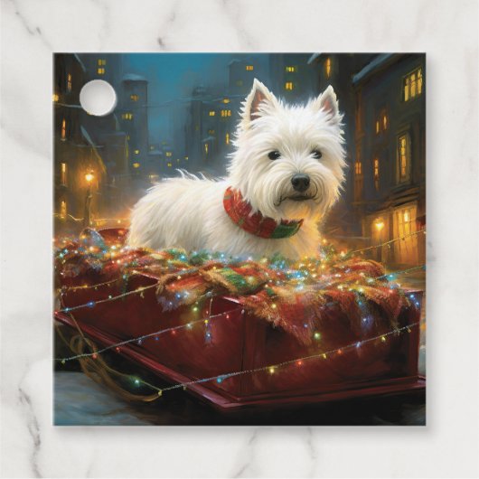 Étiquettes Cadeau West Highland White Terrier Festif de Noël (Devant)