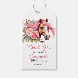 Étiquettes-cadeau Western Cowgirl Horse fête d'anniversaire