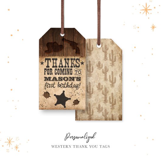 Étiquettes-cadeau Western Recherché Anniversaire Merci