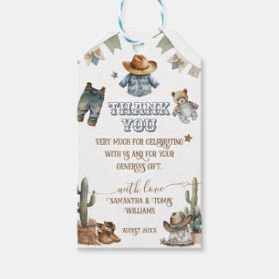 Étiquettes-cadeau Western Rustic Boho Little Cowboy Baby shower
