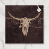 Étiquettes Cadeau Western Rustic Bull Skull Mariage Pays Texture (Dos)