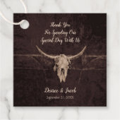 Étiquettes Cadeau Western Rustic Bull Skull Mariage Pays Texture (Devant)