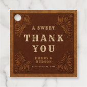 Étiquettes Cadeau Western Tooled Rustic Terracotta Elegant Wedding (Devant)