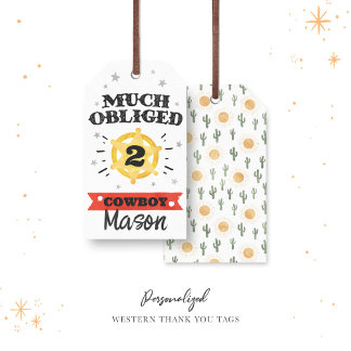 Étiquettes-cadeau Western Watercolor Merci d'anniversaire