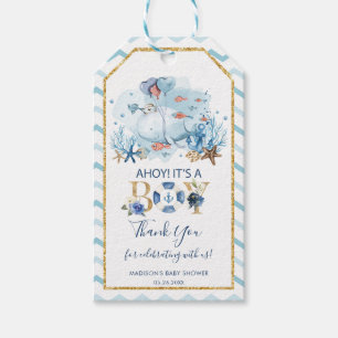 Étiquettes-cadeau Whale Ahoy C'est un garçon Baby shower Merci Favor