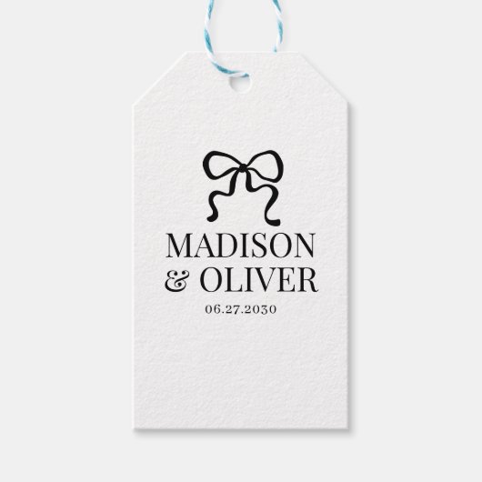 Étiquettes-cadeau Whimsical Black Bow Monogram Thank You Wedding (Devant)