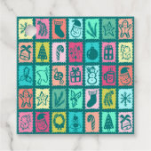 Étiquettes Cadeau Whimsical Christmas Grid Cute Bright Holiday Gift (Devant)