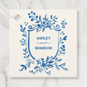 Étiquettes Cadeau Whimsical French Blue Botanical Crest Wedding (Devant)