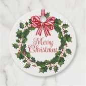 Étiquettes Cadeau Whimsical Holly Wreath Noël (Devant)