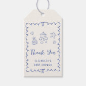 Étiquettes-cadeau Whimsical Wavy Frame Baby Boy Shower Merci (Devant)