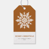 Étiquettes-cadeau Whimsical White Snowflake Burnt Orange Christmas (Devant)