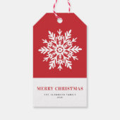 Étiquettes-cadeau Whimsical White Snowflake Red Christmas (Dos)