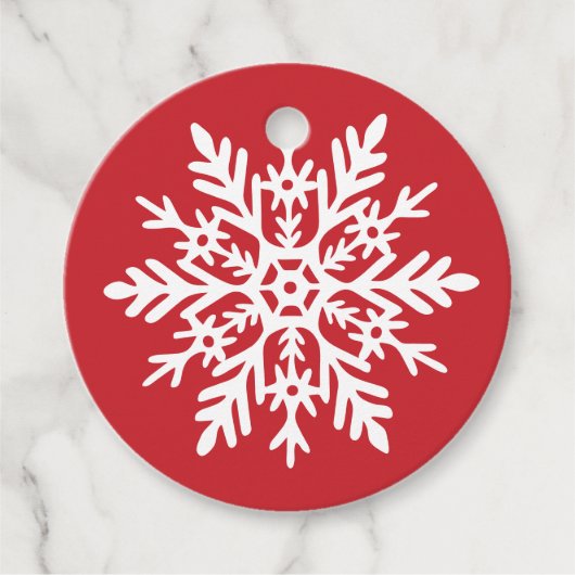 Étiquettes Cadeau Whimsical White Snowflake Red Holiday (Devant)