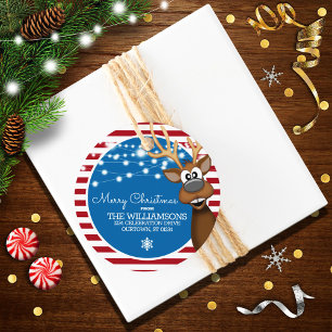 Étiquettes Cadeau Whimssical Christmas Reinder Adresse de famille