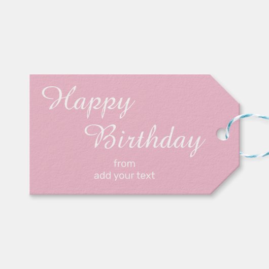 Étiquettes-cadeau Whimsy Rose - Balises cadeaux d'anniversaire rose (Devant (Horizontal))