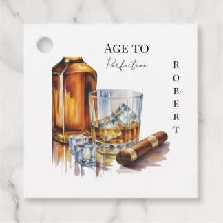 Étiquettes Cadeau Whiskey and Cigar Men’s Birthday Party