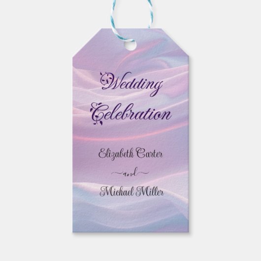 Étiquettes-cadeau Whispers of Silk : Dreamy Pastel Waves Pink Blue (Devant)