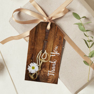 Étiquettes-cadeau White Daisy Horse Bit Western Wedding Favor Tags