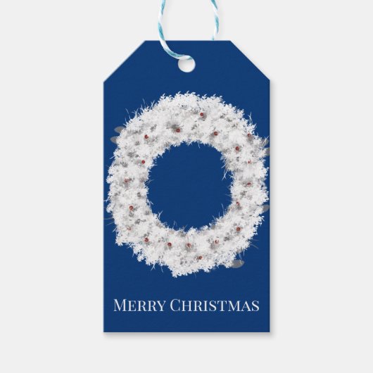 Étiquettes-cadeau White Holiday Wreath (Devant)