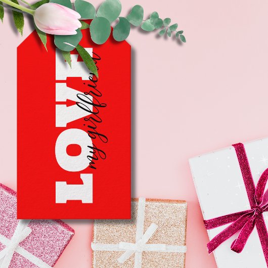 Étiquettes-cadeau White LOVE Neon Red Valentine