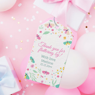 Étiquettes-cadeau White Pastel Butterfly Girl’s Garden Party