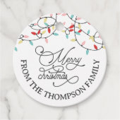 Étiquettes Cadeau White Pastel String Lights Joyeux Noël (Devant)