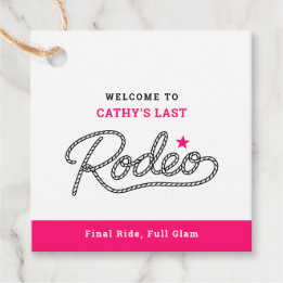 Étiquettes Cadeau White Pink Last Rodeo Bachelorette Party
