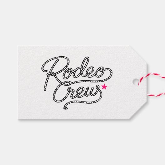 Étiquettes-cadeau White Pink Rodeo Crew Bachelorette Party (Devant (Horizontal))