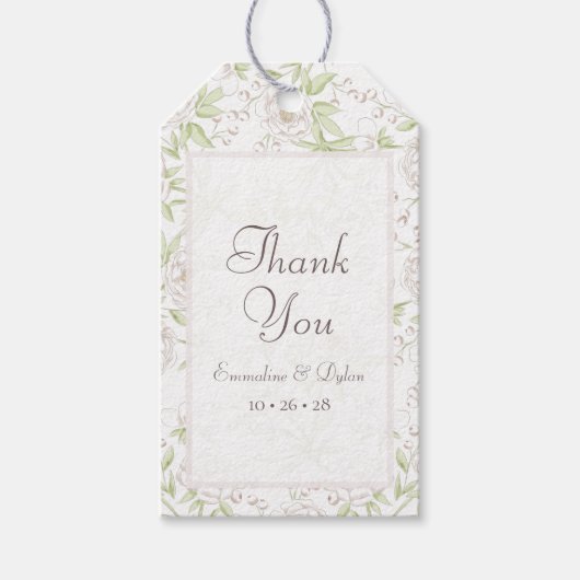 Étiquettes-cadeau White Rose Classic Wedding (Devant)