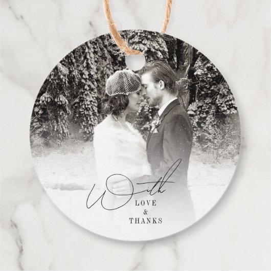 Étiquettes Cadeau White Rustic Woodgrain Texture Chic Mariage d'hive (Dos)