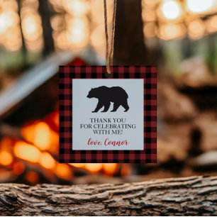 Étiquettes Cadeau Wild One Bear Buffalo Plaid Anniversaire Favoriser