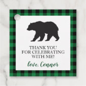 Étiquettes Cadeau Wild One Bear Buffalo vert Plaid Anniversaire (Devant)