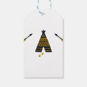 Étiquettes-cadeau Wild One Blue Gold Tepee 1ère fête d'anniversaire (Dos)