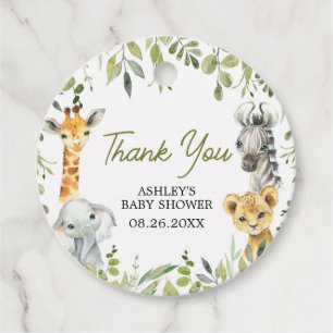 Étiquettes Cadeau Wild One Jungle Safari Baby shower rond