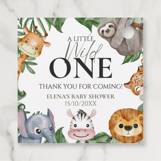 Étiquettes Cadeau Wild One Safari Animaux Baby shower garçon (Dos)