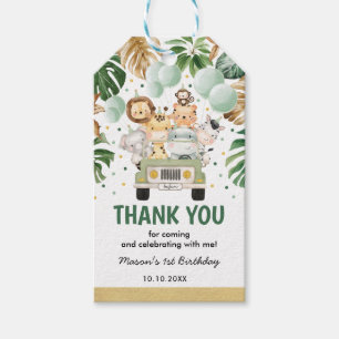 Étiquettes-cadeau Wild One Tropical Jungle Animaux Anniversaire Favo