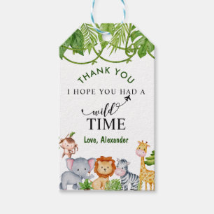 Étiquettes-cadeau Wild One Tropical Safari Jungle Anniversaire