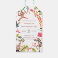 Wild Safari Zoo Anniversaire Tags cadeaux