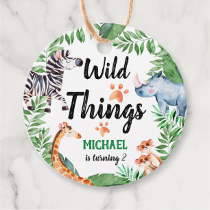 Étiquettes Cadeau Wild Things Safari Animal Anniversaire de enfant P
